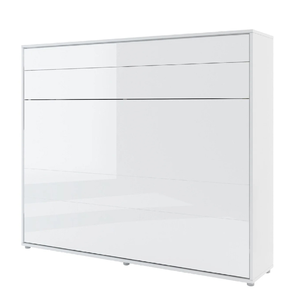 Halifax Horizontal Wall High Gloss King Size Bed In White