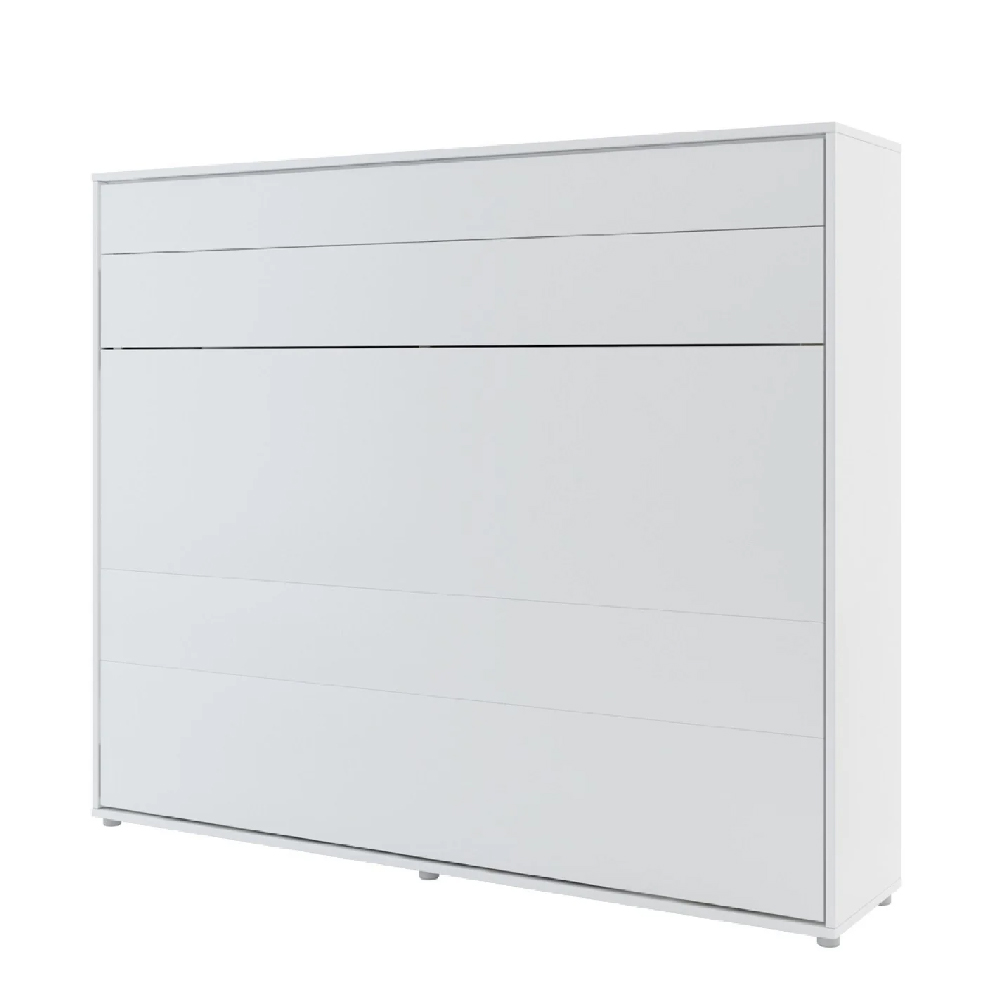 Halifax Horizontal Wall Wooden King Size Bed In Matt White