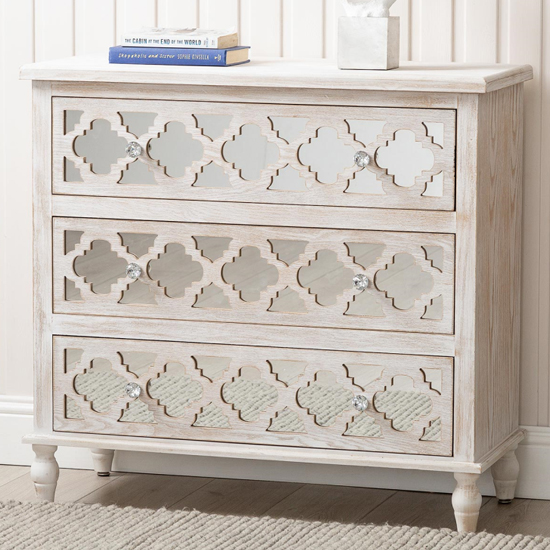 Halifax Mirrored Chest Of 3 Drawers In Natural Furniture in Fashion