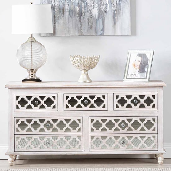 Product photograph of Halifax Mirrored Sideboard With 7 Drawers In Natural from Furniture in Fashion