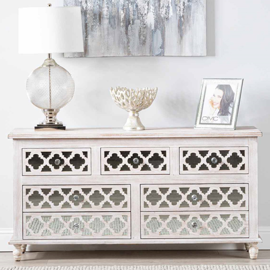 Halifax Mirrored Sideboard With 7 Drawers In Natural Furniture in Fashion