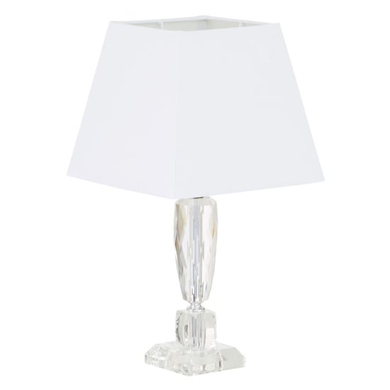 Halipa White Fabric Shade Table Lamp With Crystal Base_2