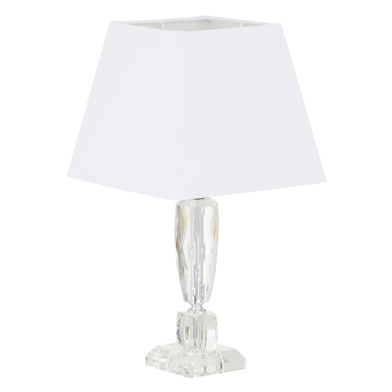 Haliona White Fabric Shade Table Lamp With Crystal Base