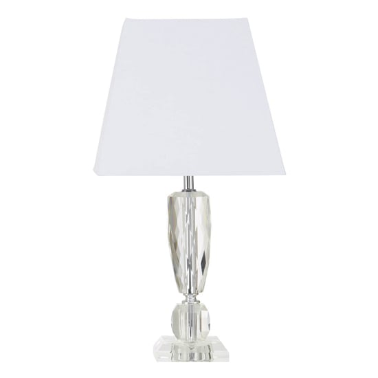 Read more about Haliona white fabric shade table lamp with crystal base