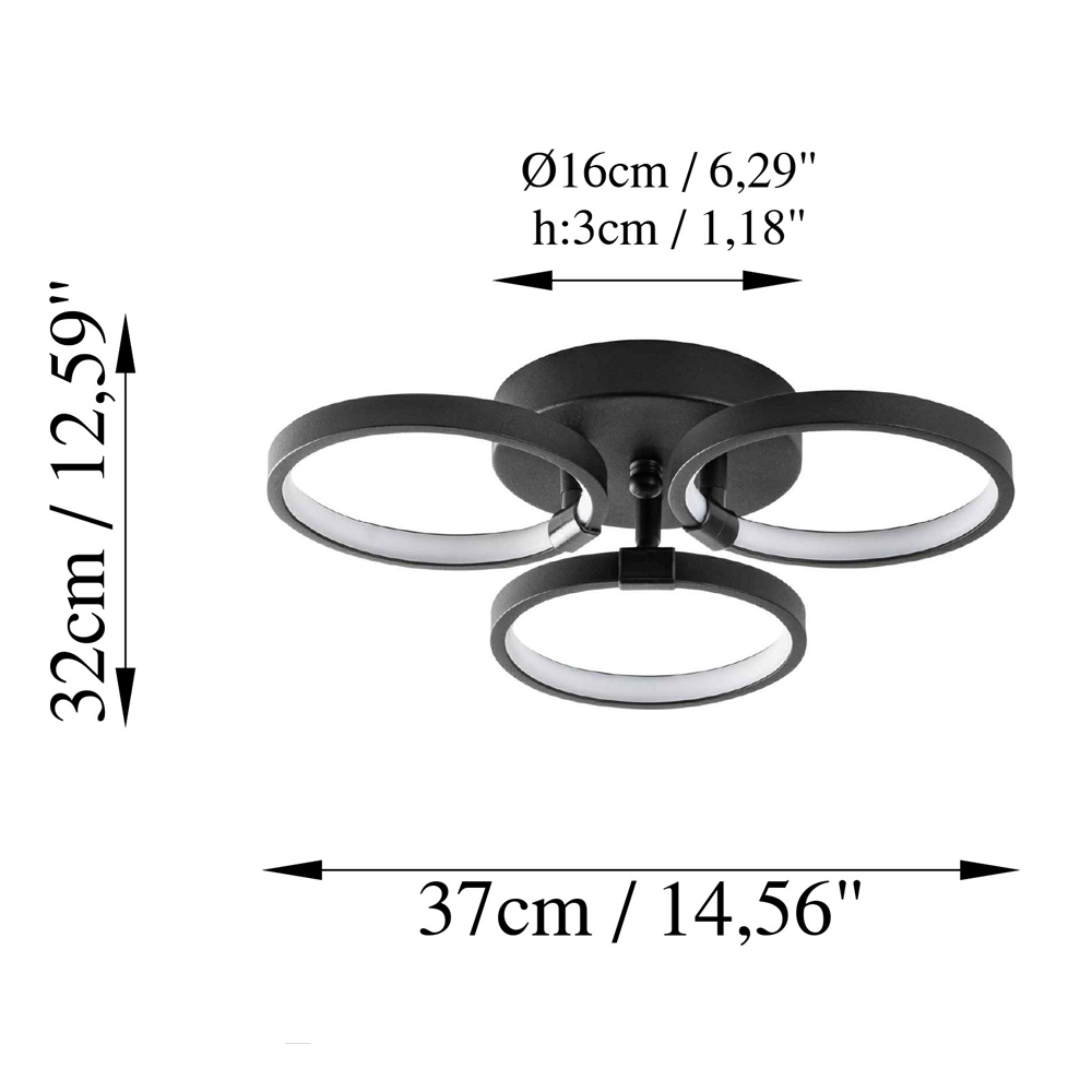Halka Metal Ceiling Light in Black