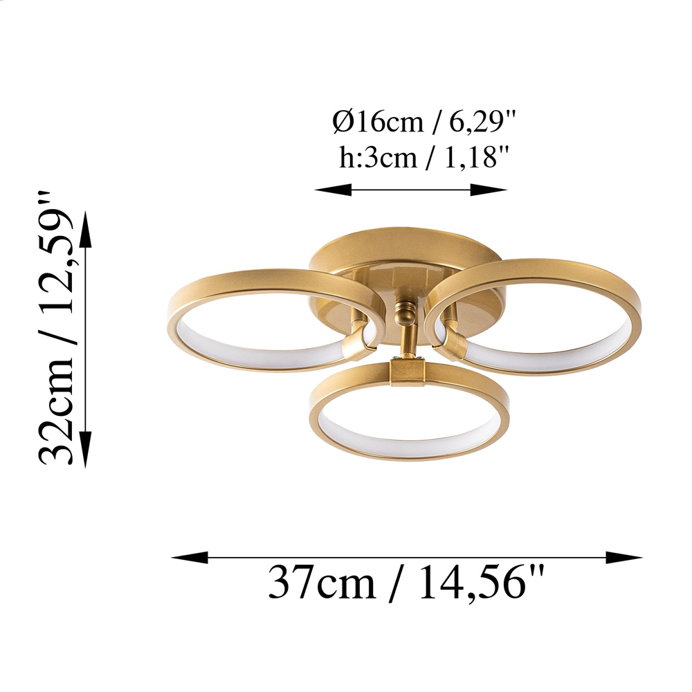 Halka Metal Ceiling Light in Gold