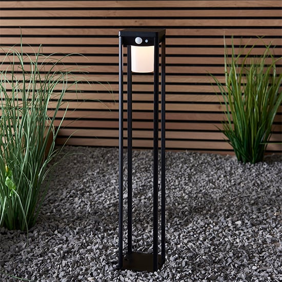 Photo of Hallam led pir outdoor bollard photocell in textured black