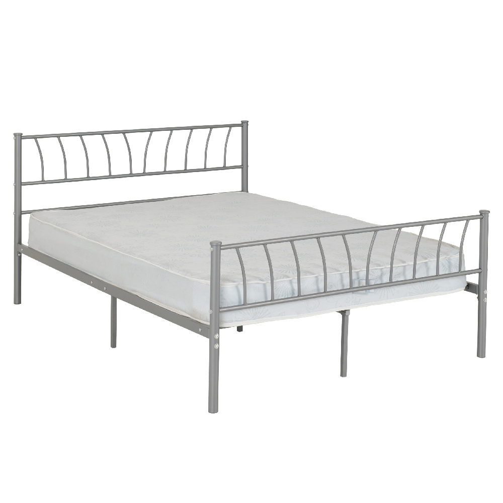 Hallandale Metal Double Bed In Silver