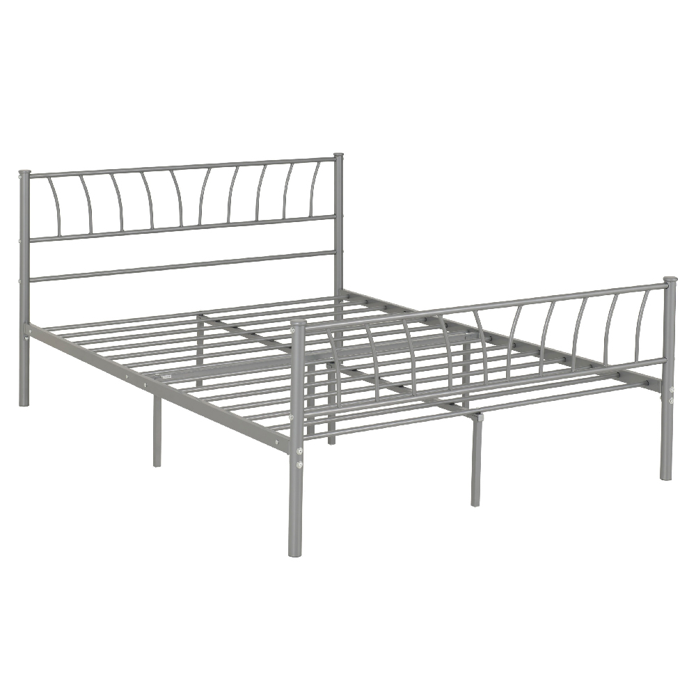 Hallandale Metal Double Bed In Silver