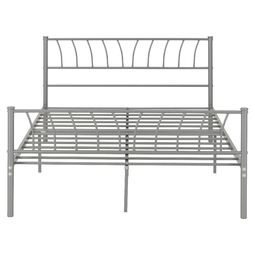 Hallandale Metal Double Bed In Silver