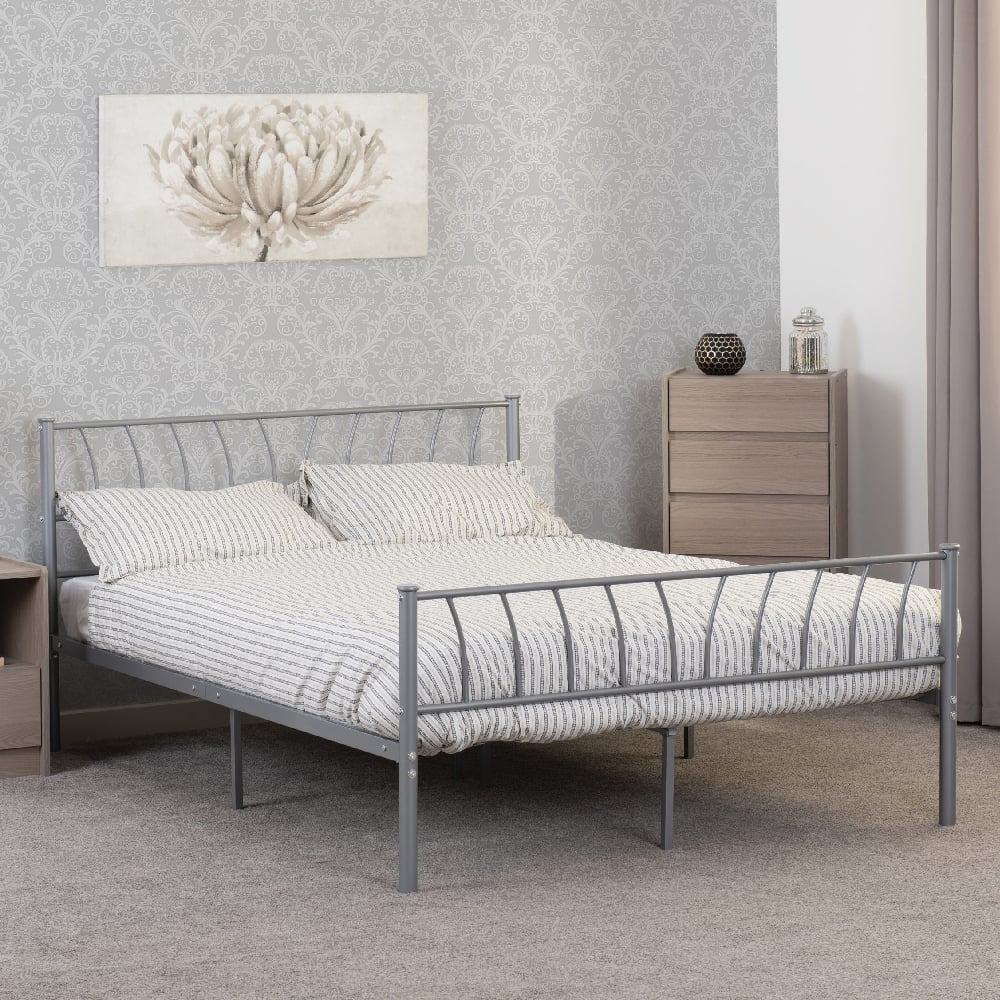 Read more about Hallandale metal double bed in silver