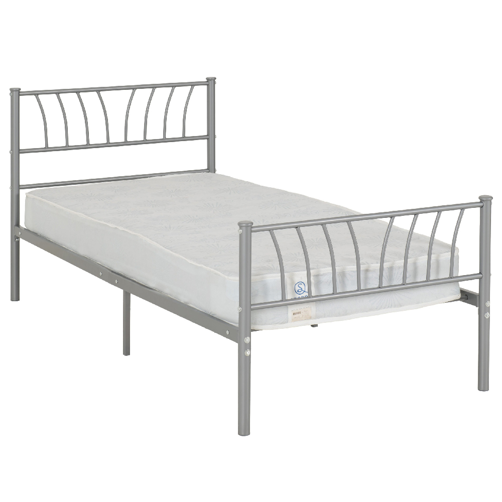 Hallandale Metal Single Bed In Silver