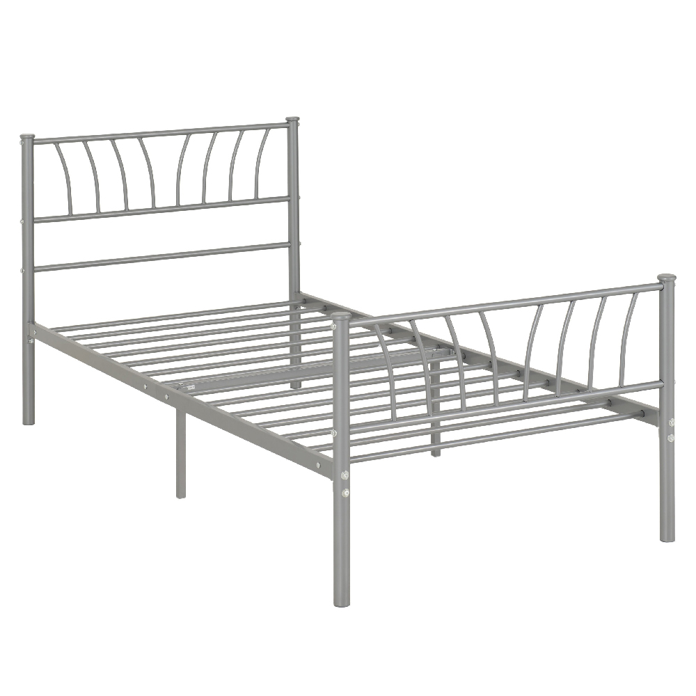 Hallandale Metal Single Bed In Silver