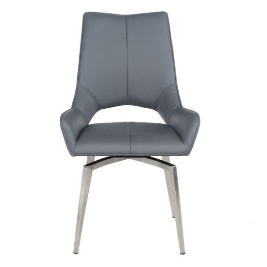 Halle Swivel Dining Chair In Grey Faux Leather 34687 Halle Swivel Dining Chair In Grey Faux Leather 2
