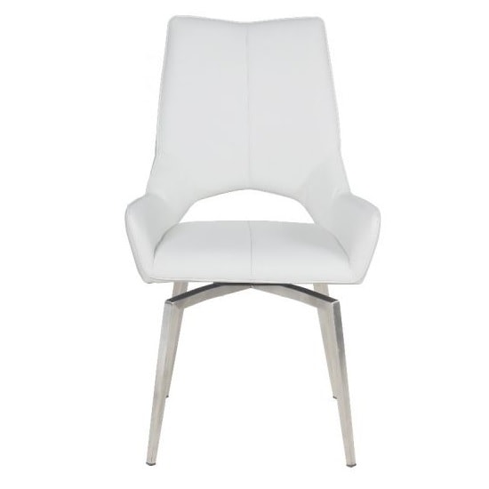 Halle Swivel Dining Chair In White Faux Leather Sale