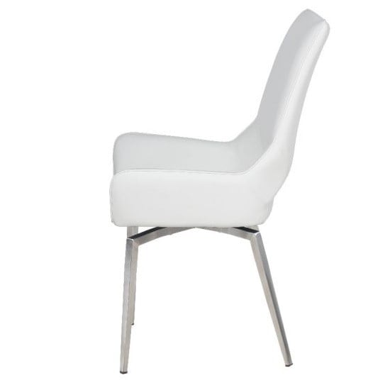 Scissett Swivel Dining Chair In White Faux Leather_3