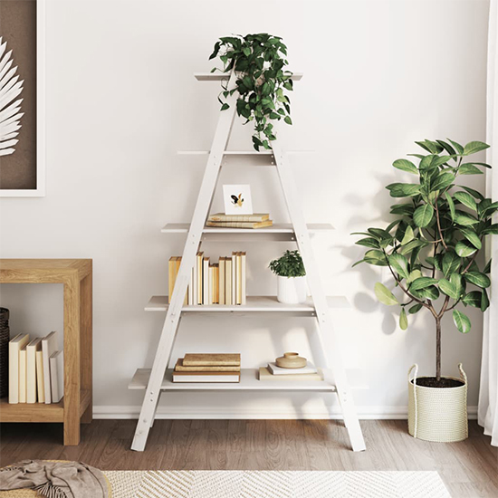 Product photograph of Halle Solid Pinewood Bookshelf 5-tier In White from Furniture in Fashion