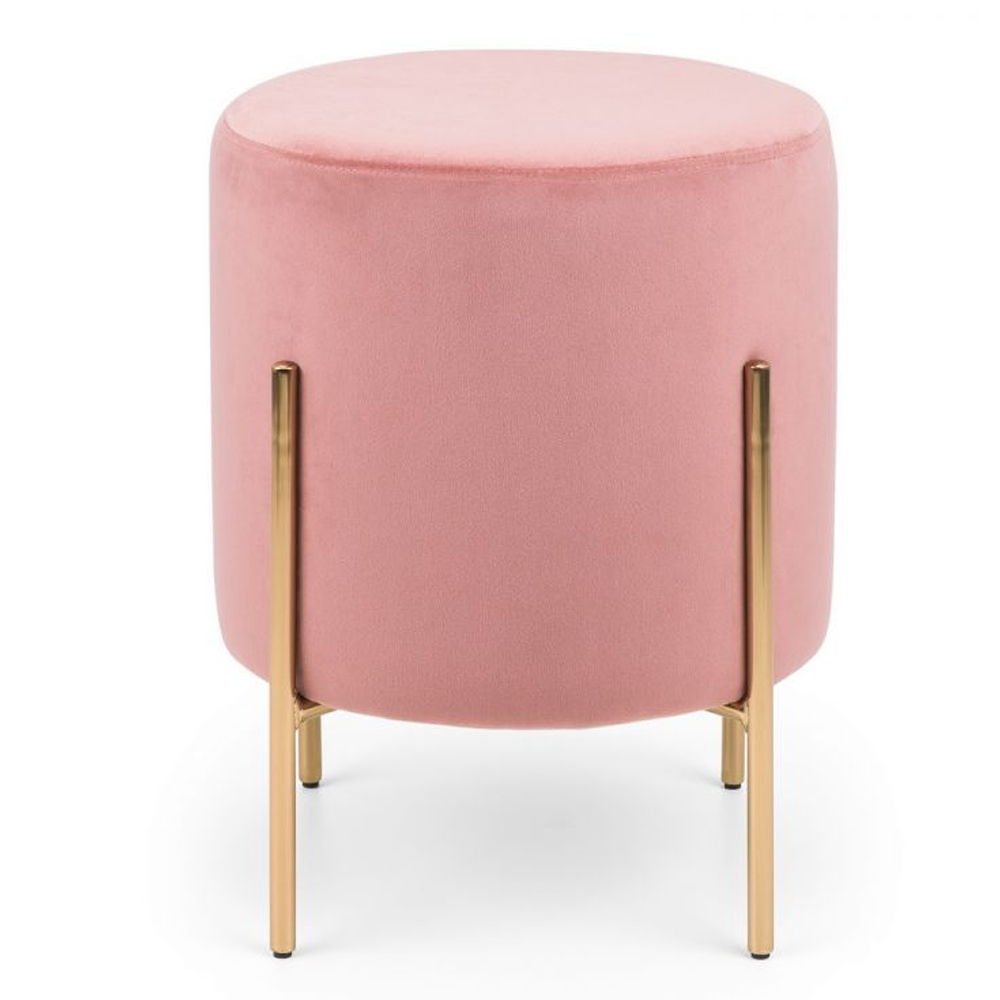 Halle Velvet Stool With Gold Legs In Dusky Pink