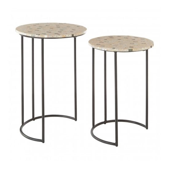 Hallo Mother Pearl Top Set Of 2 Side Tables In Assorted