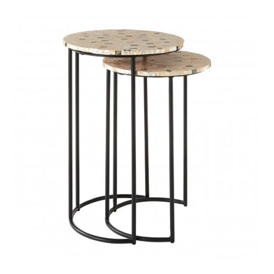 Read more about Hallo mother pearl top set of 2 side tables in assorted