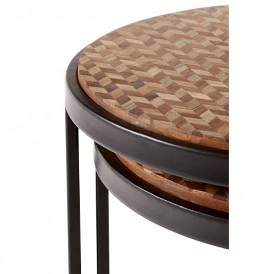 Hallo Wooden Set Of 2 Side Tables With Metal Frame In Natural
