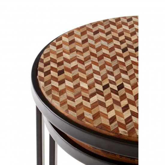 Hallo Wooden Set Of 2 Side Tables With Metal Frame In Natural