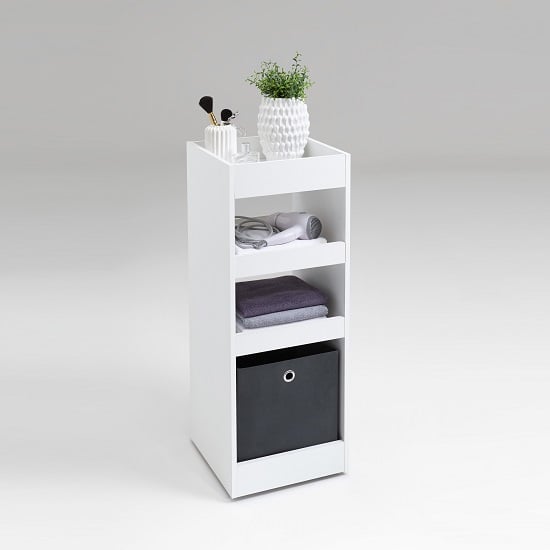 Candy Bathroom Storage Trolley In White With Shelves