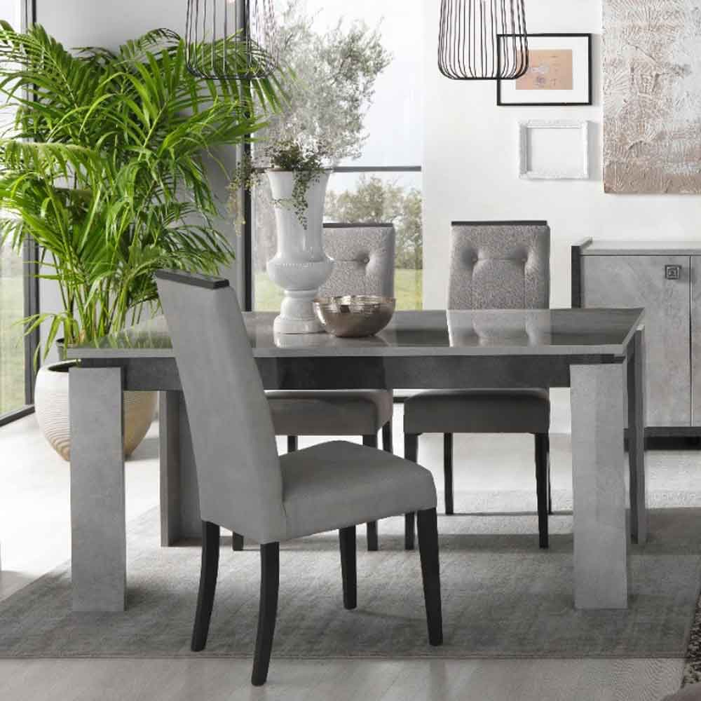 Heston High Gloss Extending Dining Table in Grey Marble Effect