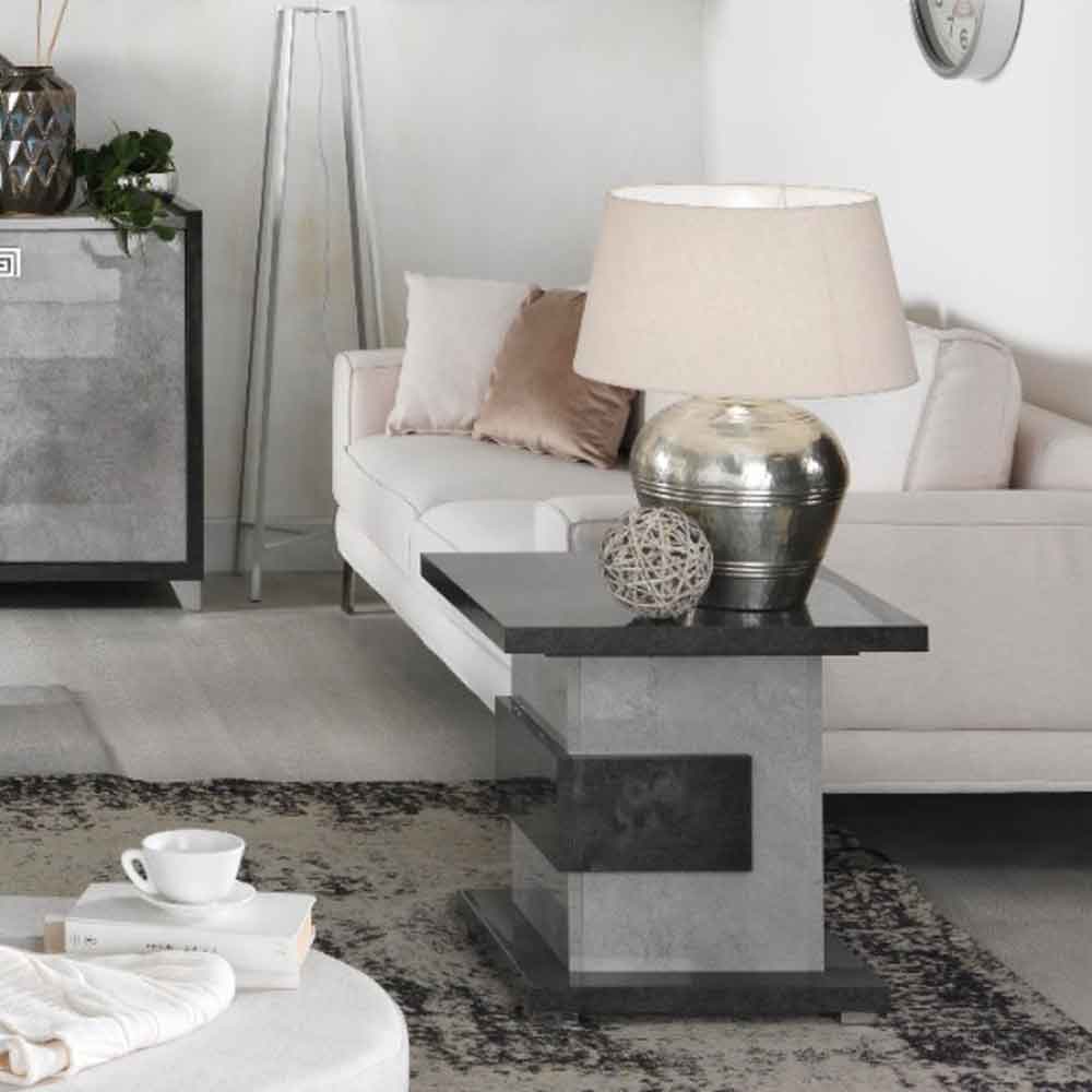 Heston High Gloss Lamp Table in Grey Marble Effect