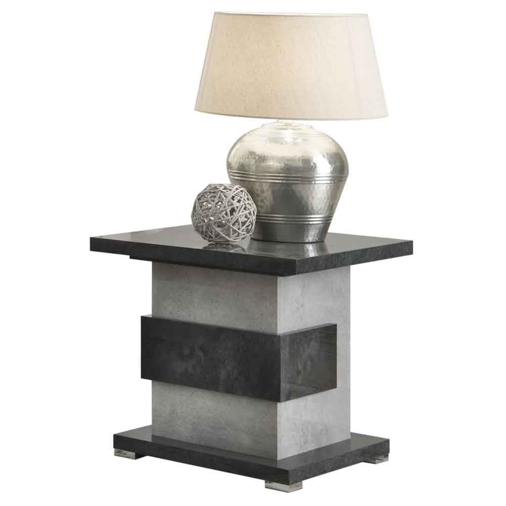 Heston High Gloss Lamp Table in Grey Marble Effect