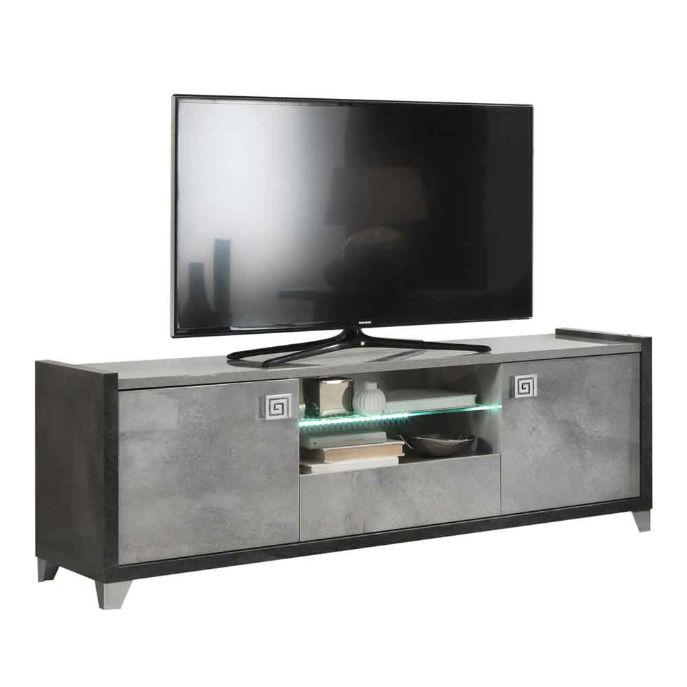 Heston High Gloss Marble Effect TV Unit in Grey and LED