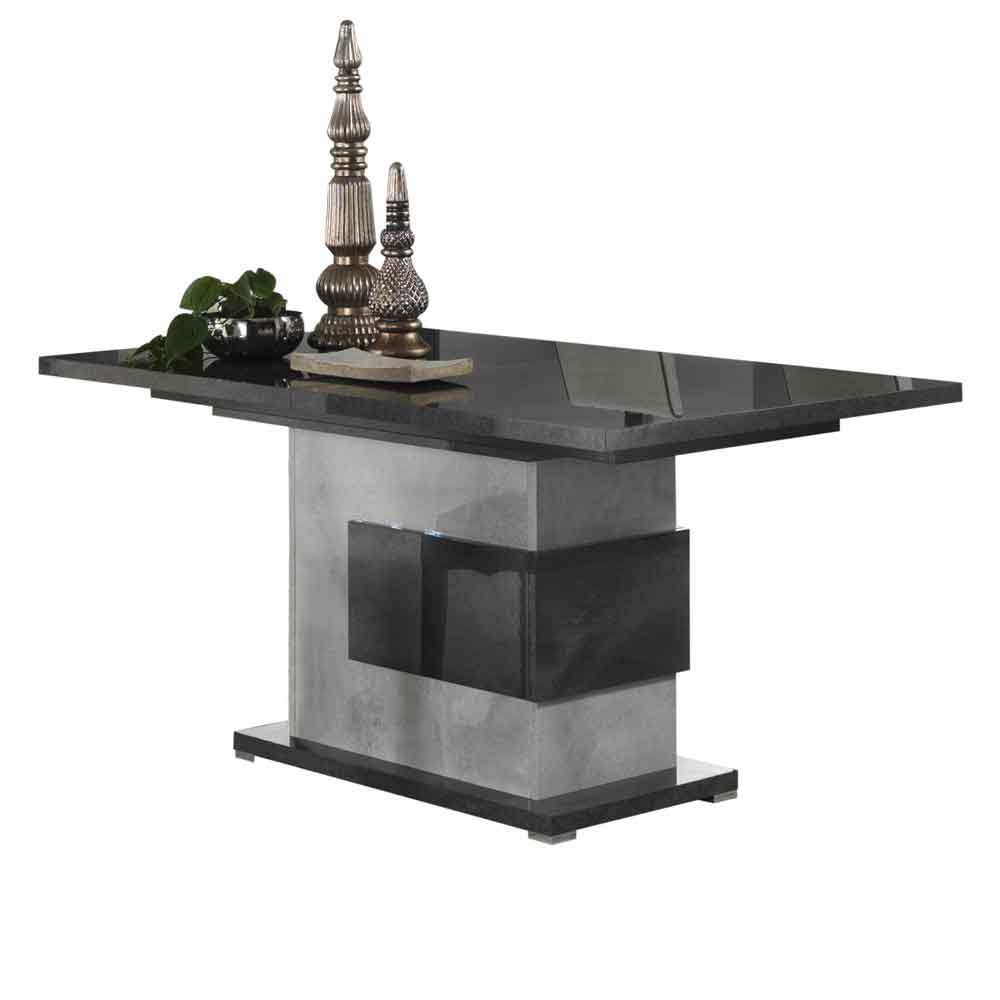 Heston Morden High Gloss Extending Dining Table in Grey Marble Effect