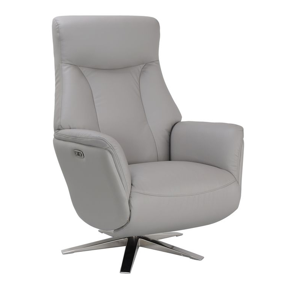 Halmora Leather Recliner Chair in Platinum