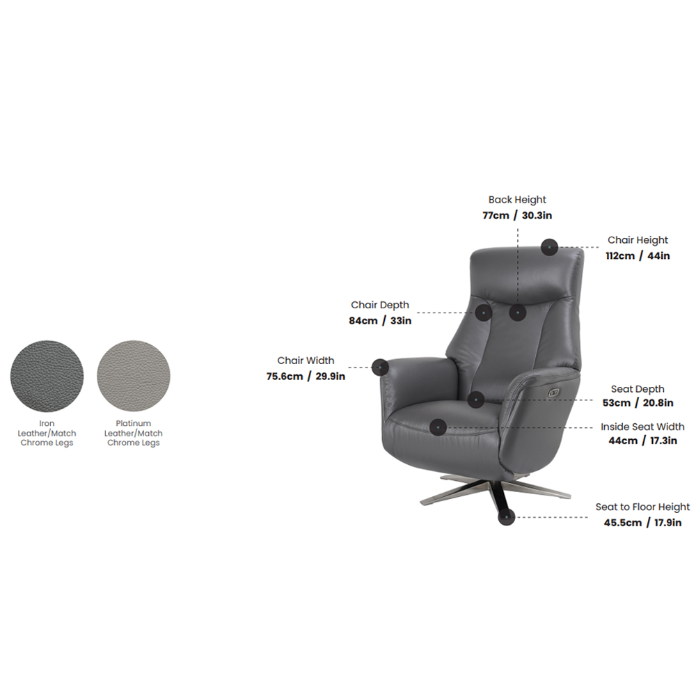 Halmora Leather Recliner Chair in Platinum