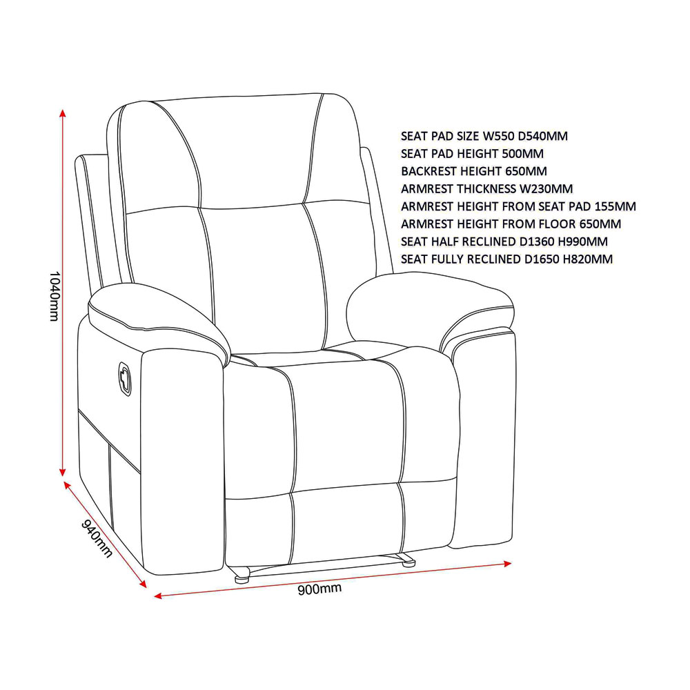 Halmstad Fabric Recliner 1 Seater Sofa in Grey