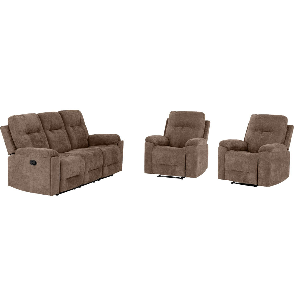 Halmstad Fabric Recliner 3+1+1 Seater Sofa Set in Antelope Brown