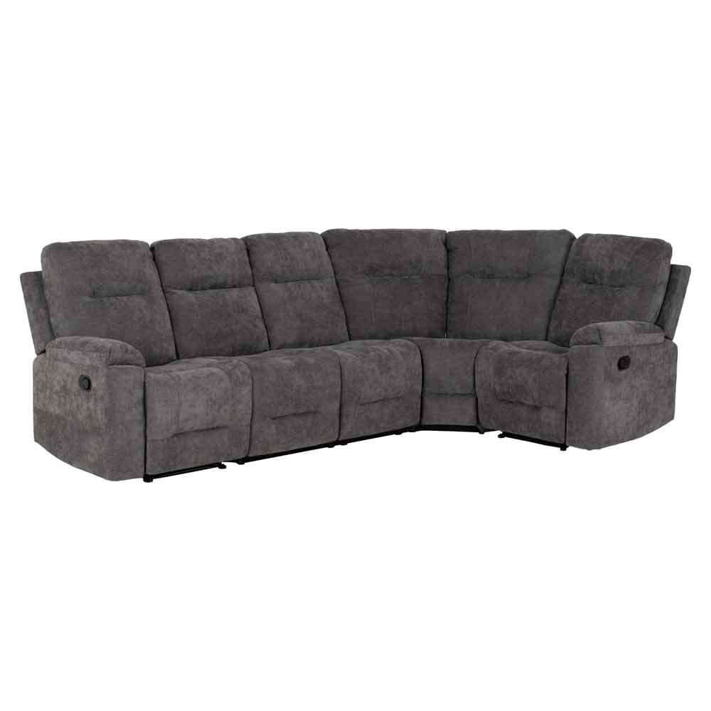 Halmstad Velvet Recliner Corner Sofa in Grey