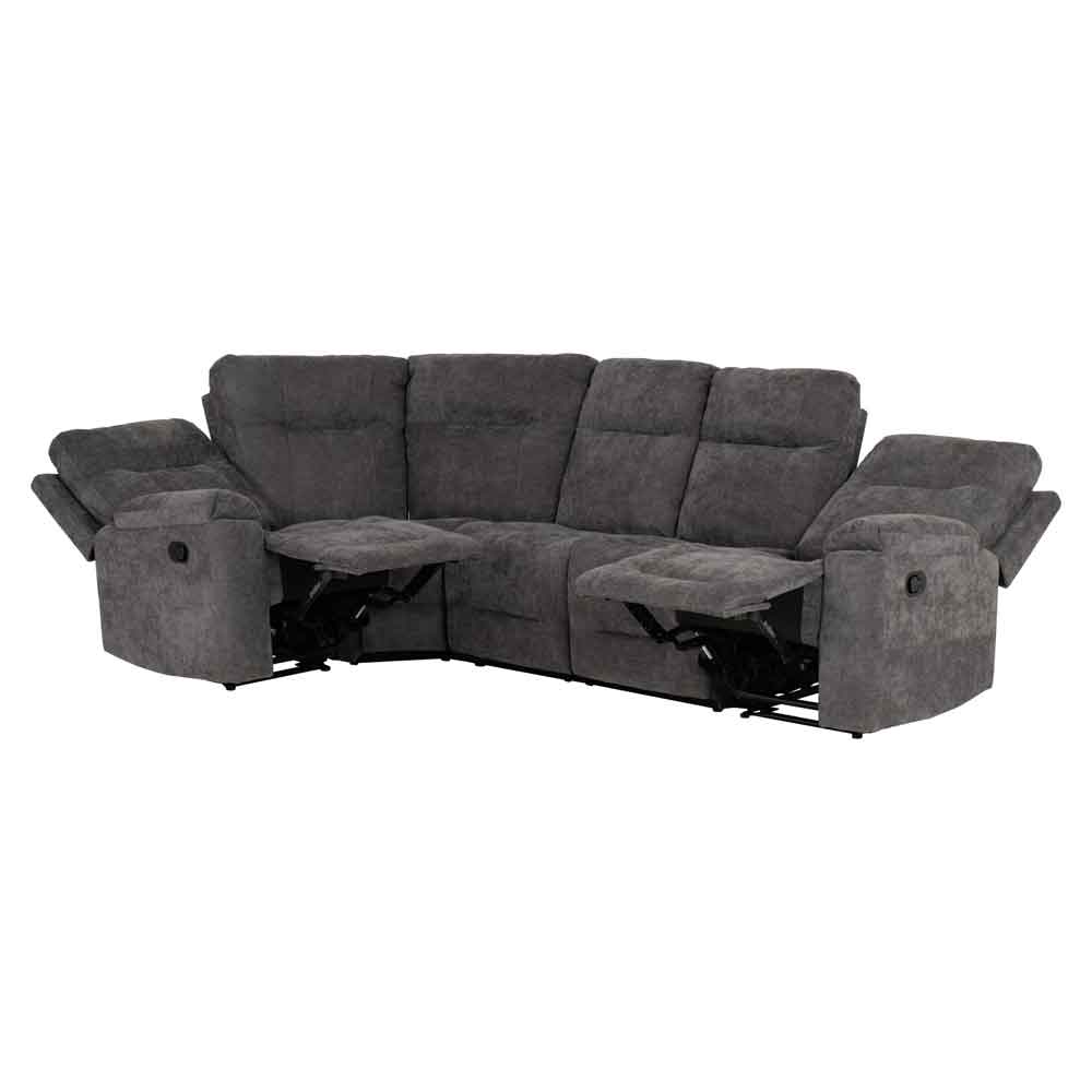 Halmstad Velvet Recliner Corner Sofa in Grey