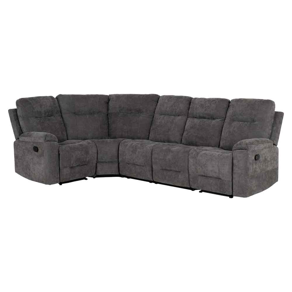 Halmstad Velvet Recliner Corner Sofa in Grey
