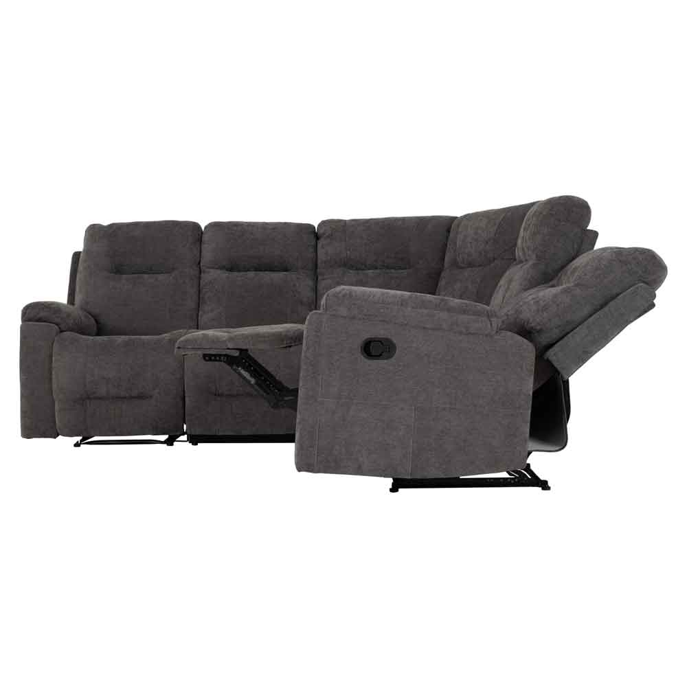 Halmstad Velvet Recliner Corner Sofa in Grey