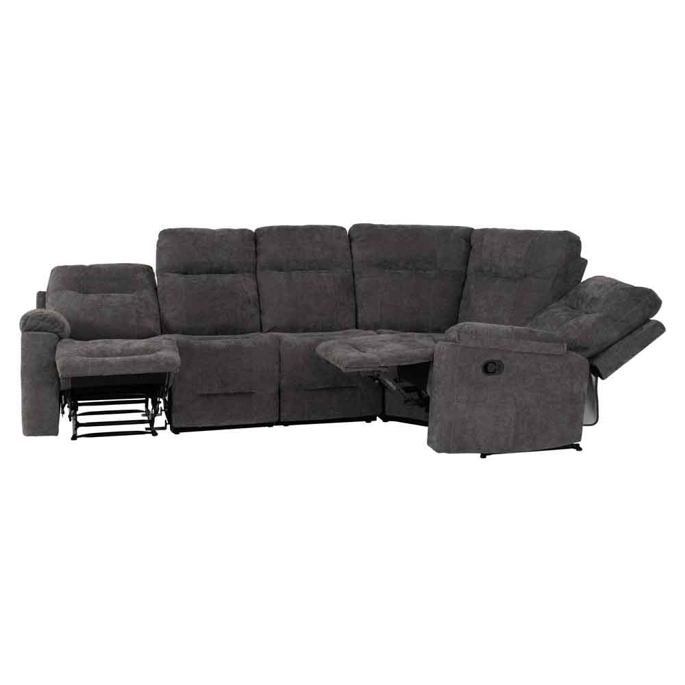 Halmstad Velvet Recliner Corner Sofa in Grey