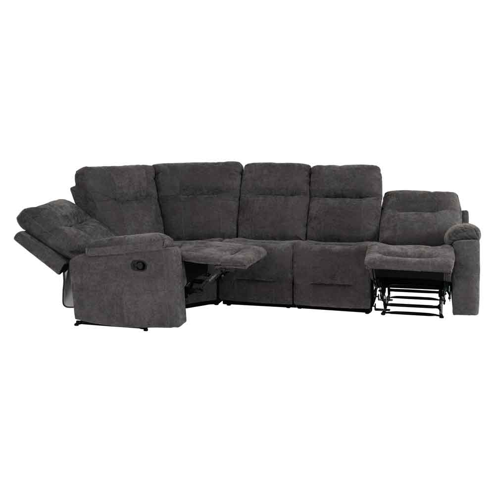 Halmstad Velvet Recliner Corner Sofa in Grey