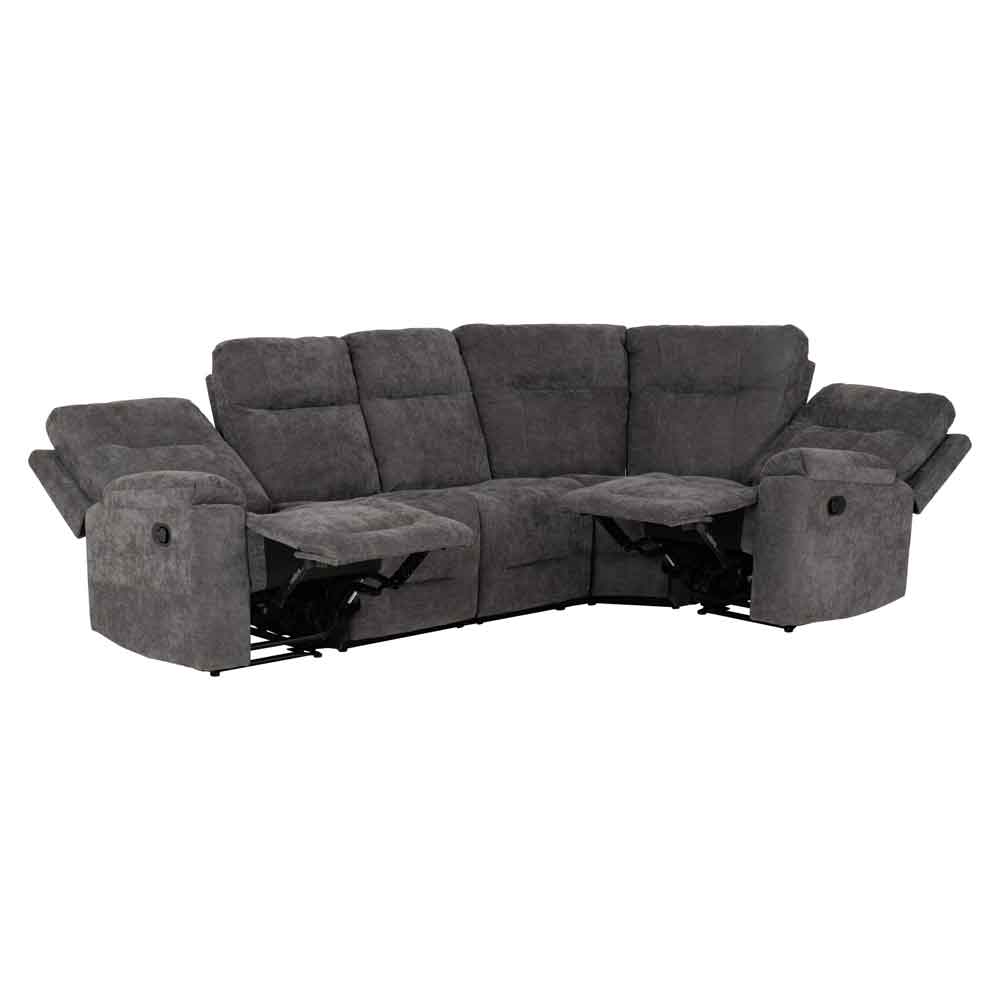 Halmstad Velvet Recliner Corner Sofa in Grey