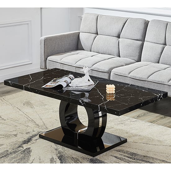 Read more about Halo high gloss coffee table in black and milano marble effect