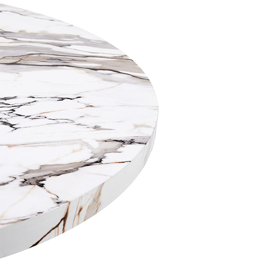Halo High Gloss Dining Table Round In White Milo Marble Effect