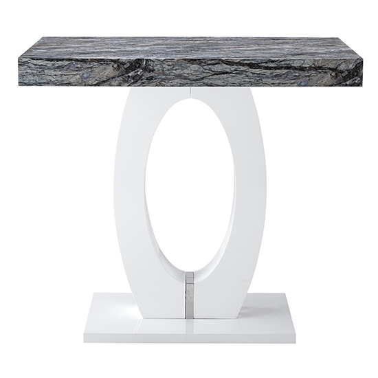 Halo High Gloss Bar Table In White And Melange Marble Effect