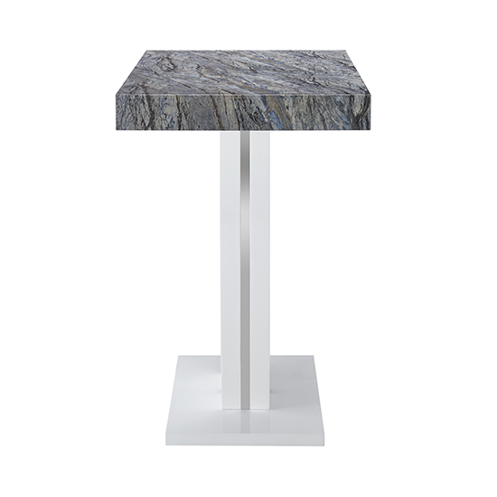 Halo High Gloss Bar Table In White And Melange Marble Effect