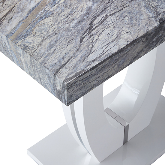 Halo High Gloss Bar Table In White And Melange Marble Effect