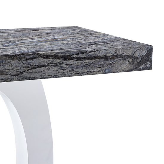 Halo High Gloss Bar Table In White And Melange Marble Effect