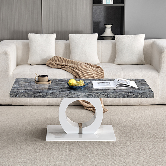 Halo High Gloss Coffee Table In Melange Marble Effect